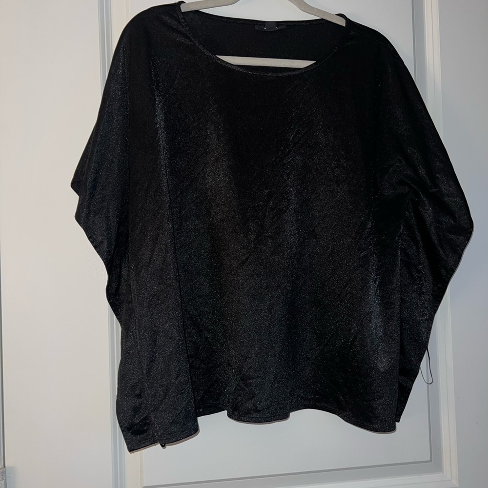 Alfani Black Boxy Cut Out Short Sleeve Blouse